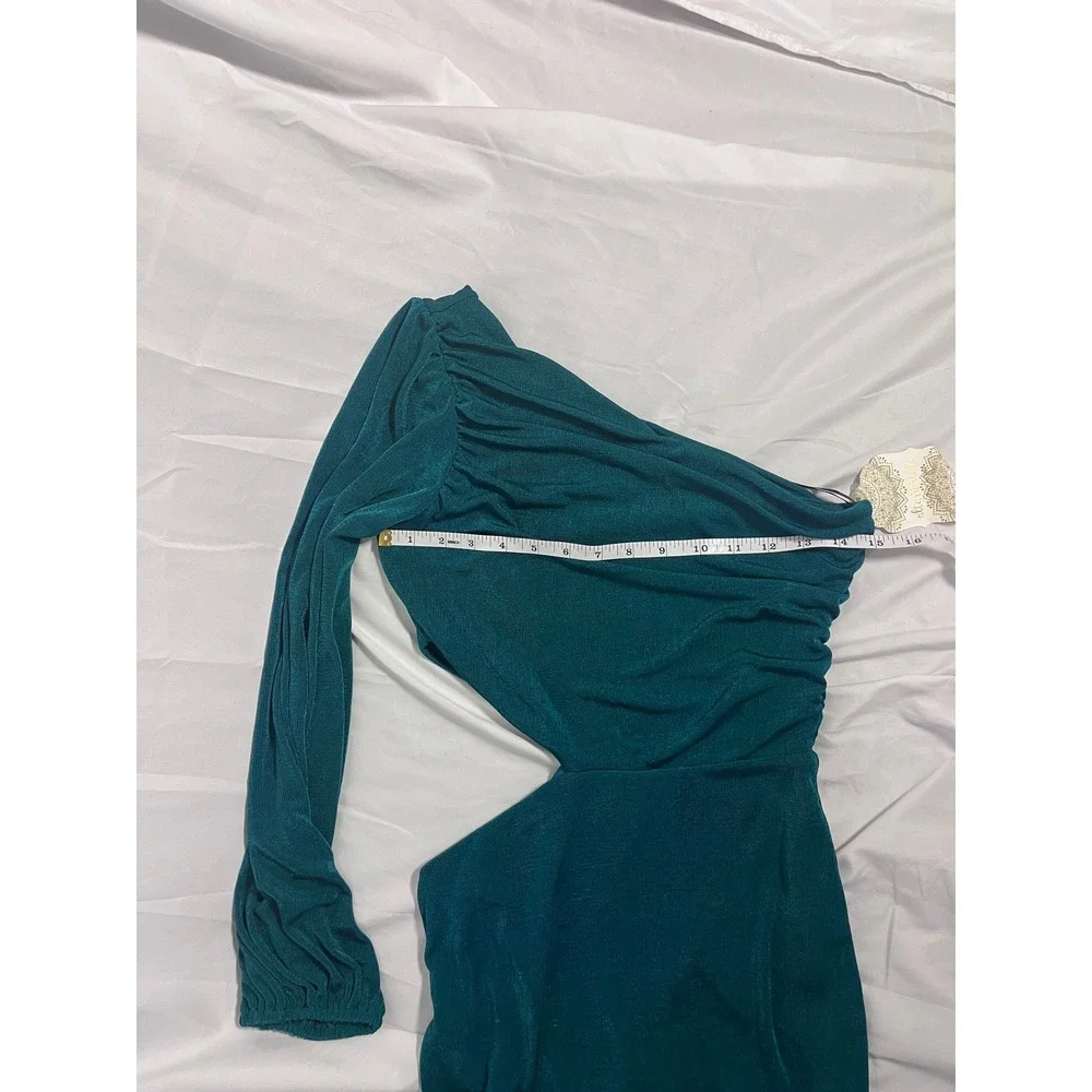 NWT Altar'd State Teal One Shoulder Ruched Draped Glam Mini Dress S